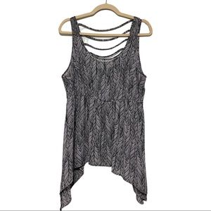 Torrid Black and White Sheer Feather Print Top